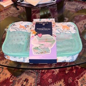 Roller Rabbit x Target Packing Cube Set with Mint Mesh Top and Animal Print